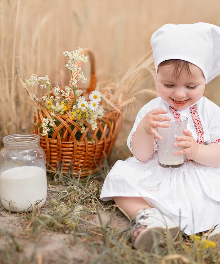 Produits laitiers avec enfant